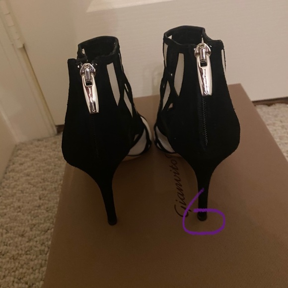Gianvito Rossi Black And White Cut Out Booties
